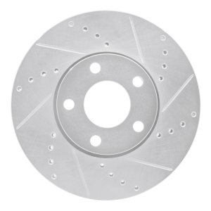 Audi A6 Quattro Brake Rotor (1) - Front Right - R1 Concepts - Drilled & Slotted - Silver - `92-`08